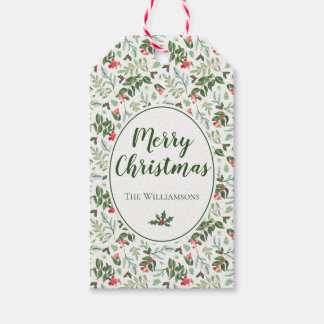 Etiqueta Para Presente Holly & Berries Garrafa de Vinho Feliz Natal