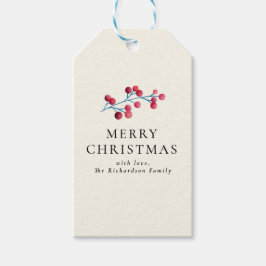 Etiqueta Para Presente Holly Cherry Felry Família Personalizada de Natal