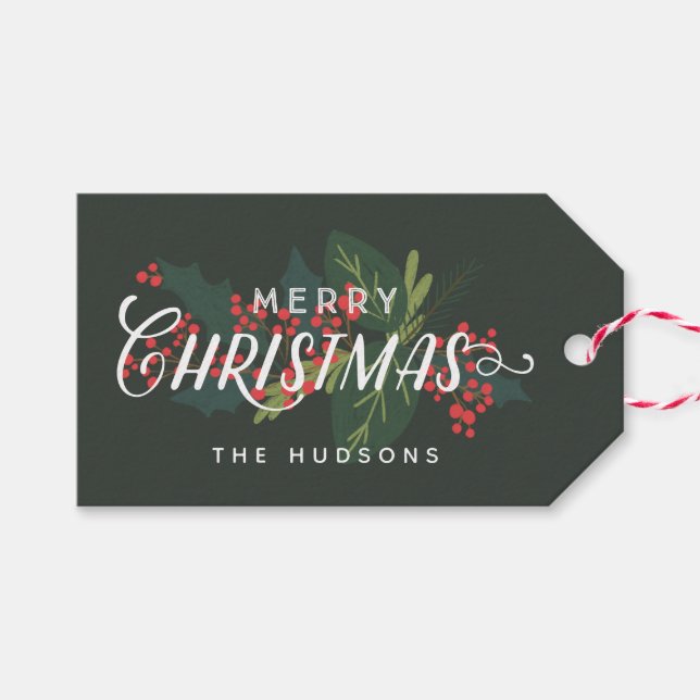 Etiqueta Para Presente Holly Days | Feliz Natal Personalizado Para De (Frente (horizontal))