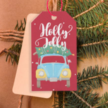 Holly Jolly carro vintage de Natal colorido