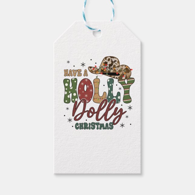 Etiqueta Para Presente Holly Jolly Christmas (Frente)