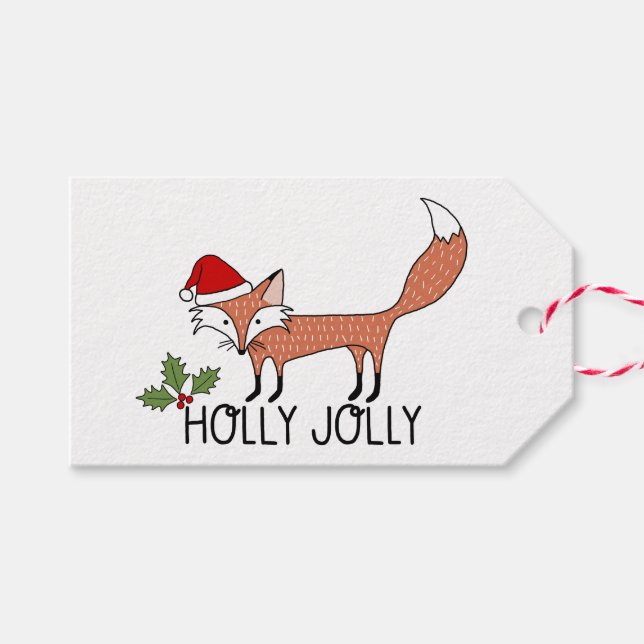 Etiqueta Para Presente Holly Jolly Fox (Frente (horizontal))