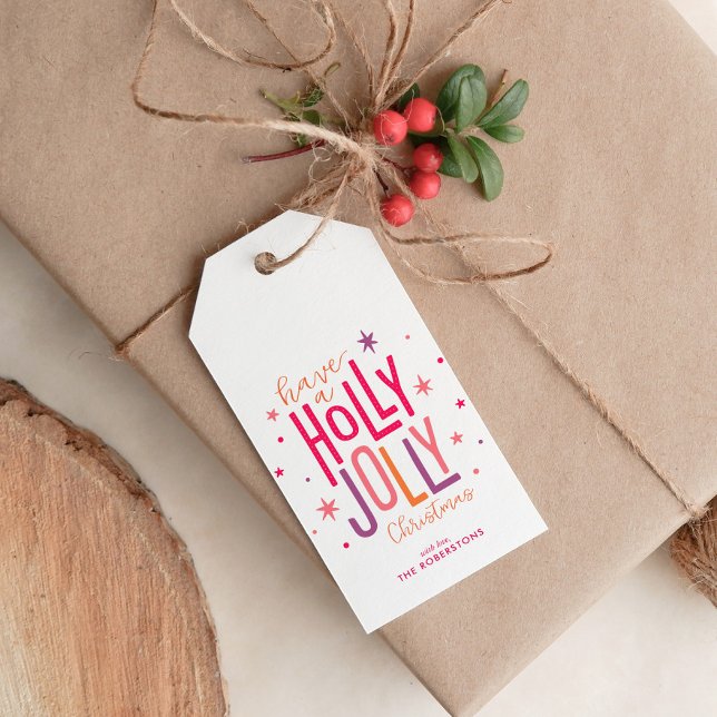 Etiqueta Para Presente "Holly Jolly", Natal personalizado (Criador carregado)