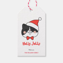 Etiqueta Para Presente Holly Jolly Papais noeis de Natal bonitos Cat
