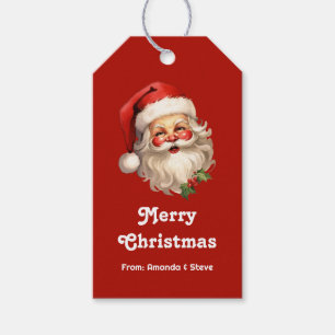 Etiqueta Para Presente Holly Jolly Santa Claus Retro Natal