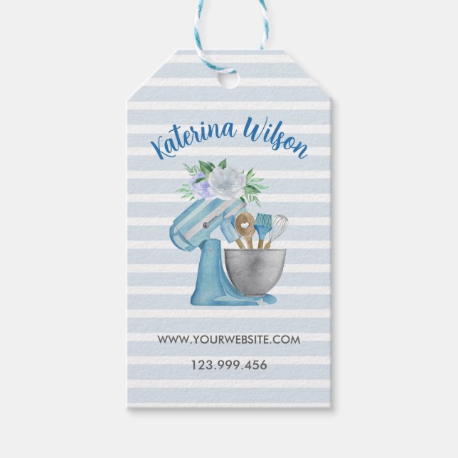 Etiqueta Para Presente Home Bakery Blue Flower Mixer Personalized (Frente)