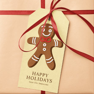 Etiqueta Para Presente Homem de Biscoito Amarelo Natal