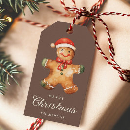 Etiqueta Para Presente Homem de gengibre em aquarela rústica no Natal