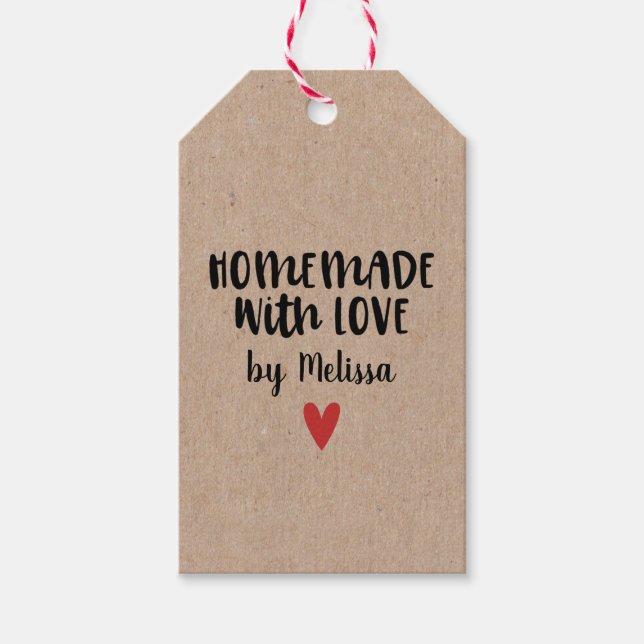 Etiqueta Para Presente Homemada Personalizada Kraft Com Amor (Frente)