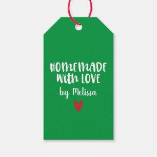 Etiqueta Para Presente Homemada Verde Personalizada Com Coração De Amor