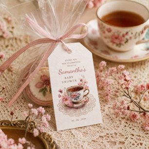Etiqueta Para Presente Hora do chá floral vintage convite de chá de bebê