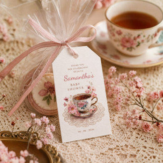 Etiqueta Para Presente Hora do chá floral vintage  convite de chá de bebê