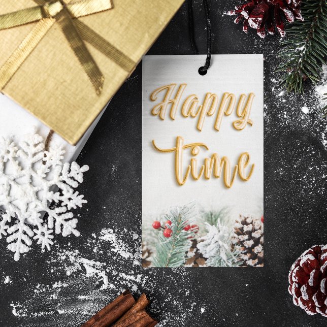 Etiqueta Para Presente Hora feliz Festivo Neve Natal Presente (FESTIVE HAPPY TIME CHRISTMAS TAG)