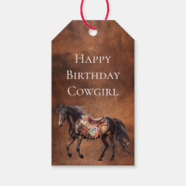 Etiqueta Para Presente Howdy Cowgirl Western Horse Floral Saddle