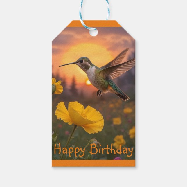 Etiqueta Para Presente Hummingbird Birthday (Frente)