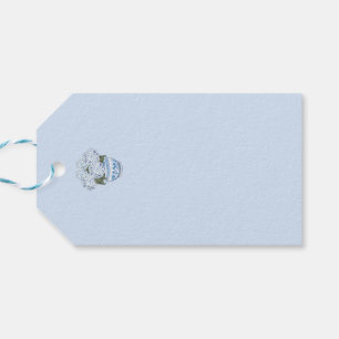 Etiqueta Para Presente Hydrangeas Azuis no Pote Chinoiserie