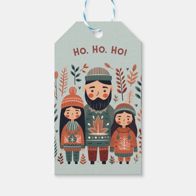 Etiqueta Para Presente Hygge Christmas Scandinavian Cozy Family (Frente)