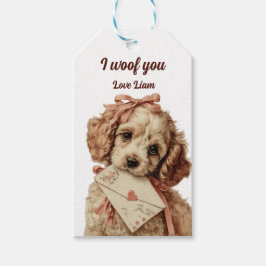 Etiqueta Para Presente I woof you Vintage Pup Valentine's Day Gift Tag