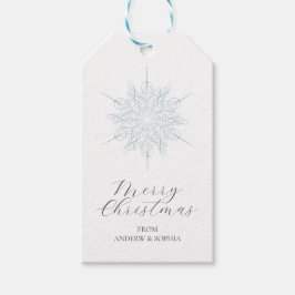 Etiqueta Para Presente Ice Blue Snowflake Nomes de Natal Merry