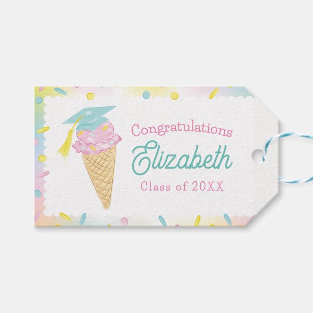 Etiqueta Para Presente Ice Cream Graduation Party (Frente (horizontal))