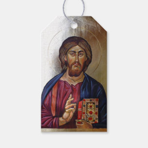 Etiqueta Para Presente Ícone Bizantino do Pantocrator Cristo