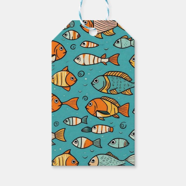 Etiqueta Para Presente Ideias de presentes de padrão de peixe (Frente)