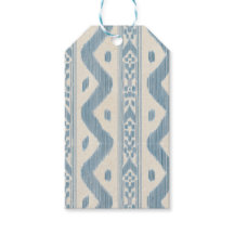 Ikat Azul de Pequena Escala em Creme
