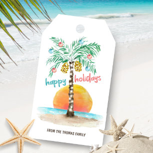 Etiqueta Para Presente Ilha Holiday Palm Tropical Beach Natal