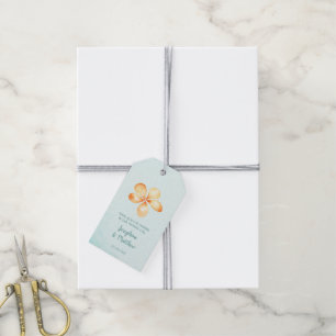 Etiqueta Para Presente Ilhas Plumeria Watercolor - Marcas Favoráveis do C