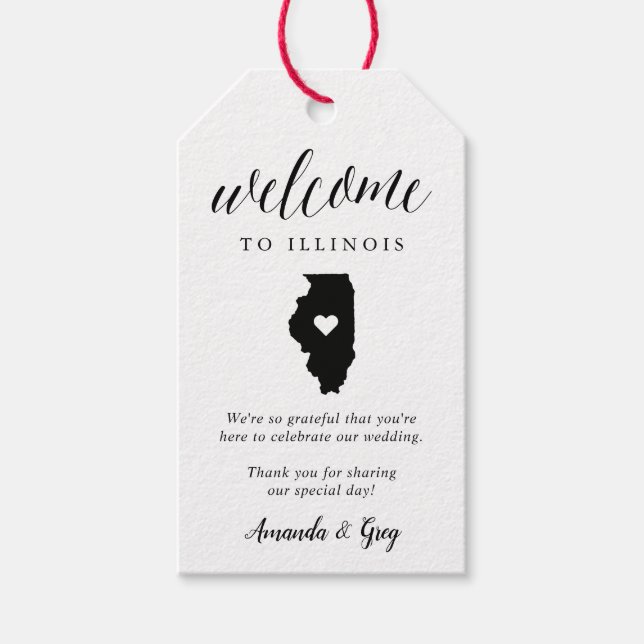 Etiqueta Para Presente Illinois Wedding Welcome (Frente)
