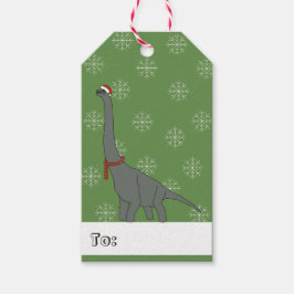 Etiqueta Para Presente illusima Dinossauro de Pescoço Longo Flocos de Nev