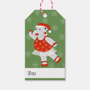 Etiqueta Para Presente ilusima Ballerina Hippo Flocos de Neve de Natal
