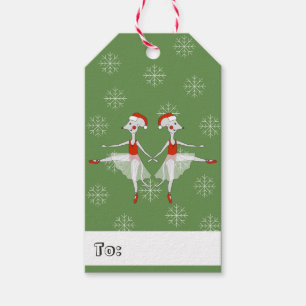 Etiqueta Para Presente ilusima Ballerina Mice Flocos de Neve de Natal