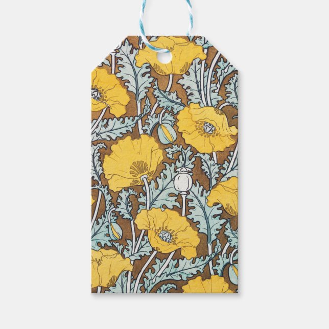 Etiqueta Para Presente ilustração da arte da papoila flor amarela (Frente)