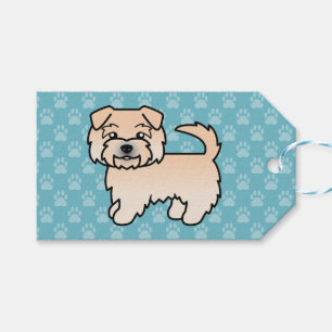 Etiqueta Para Presente Ilustração De Cão Norfolk Terrier Wheaten Em Azul