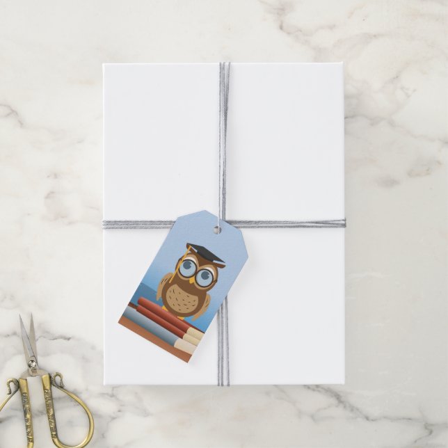 Etiqueta Para Presente Ilustração de coruja (Com cordão)