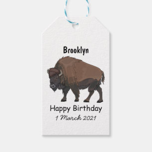 Etiqueta Para Presente Ilustração de desenho animado Bison