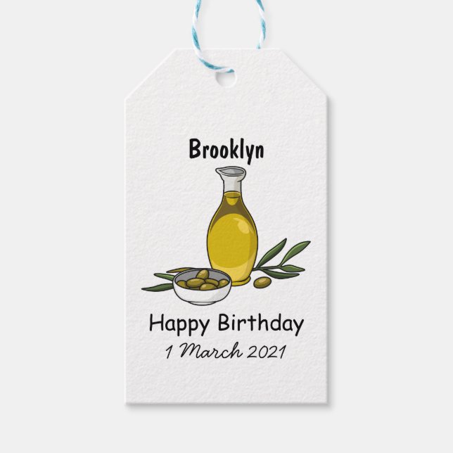 Etiqueta Para Presente Ilustração de desenho animado de azeite (Frente)