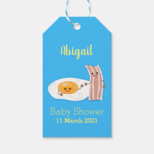 Etiqueta Para Presente Ilustração de desenho animado de bacon e ovo caw