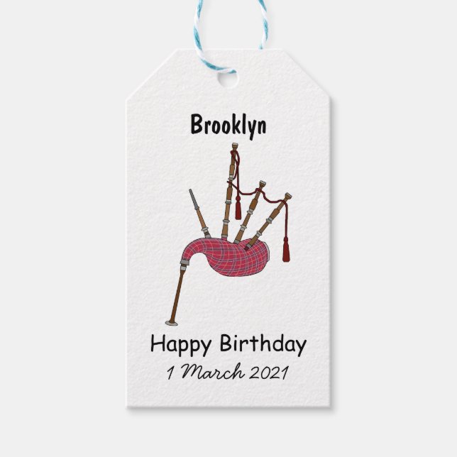 Etiqueta Para Presente Ilustração de desenho animado de Bagpipe (Frente)