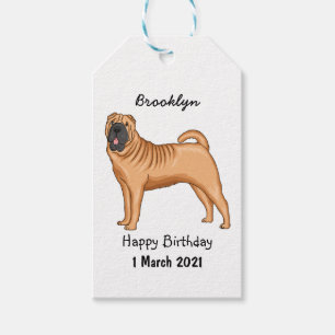 Etiqueta Para Presente Ilustração de desenho animado de cão Shar-Pei chin