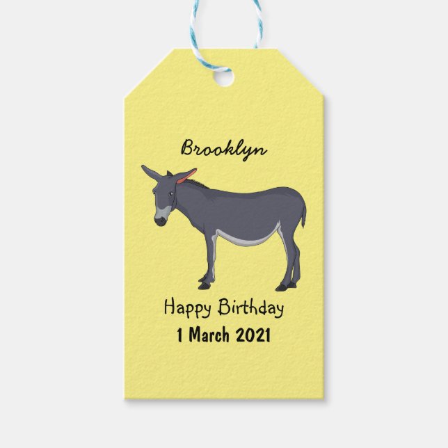 Etiqueta Para Presente Ilustração de desenho animado de Donkey (Frente)