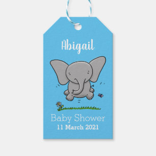 Etiqueta Para Presente ilustração de desenho animado de elefante de beb