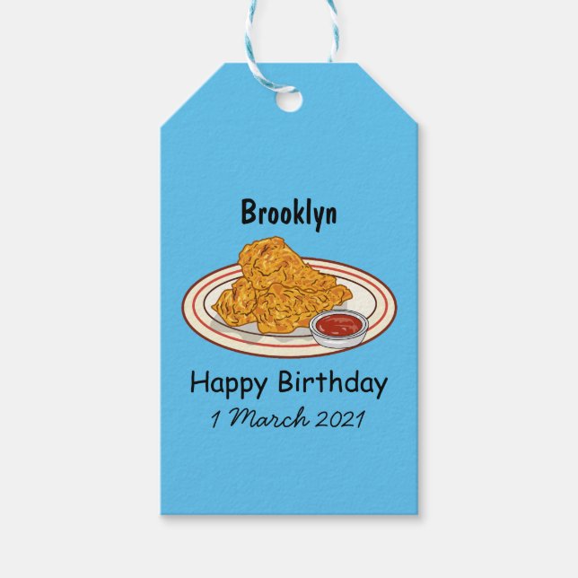 Etiqueta Para Presente Ilustração de desenho animado de frango desidratad (Frente)