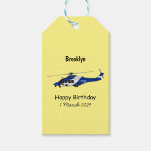 Etiqueta Para Presente Ilustração de desenho animado de helicóptero polic