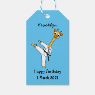 Etiqueta Para Presente Ilustração de desenho animado de Kung Fu girafa