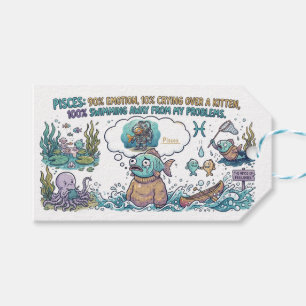 Etiqueta Para Presente Ilustração de desenho animado do signo do zodíaco
