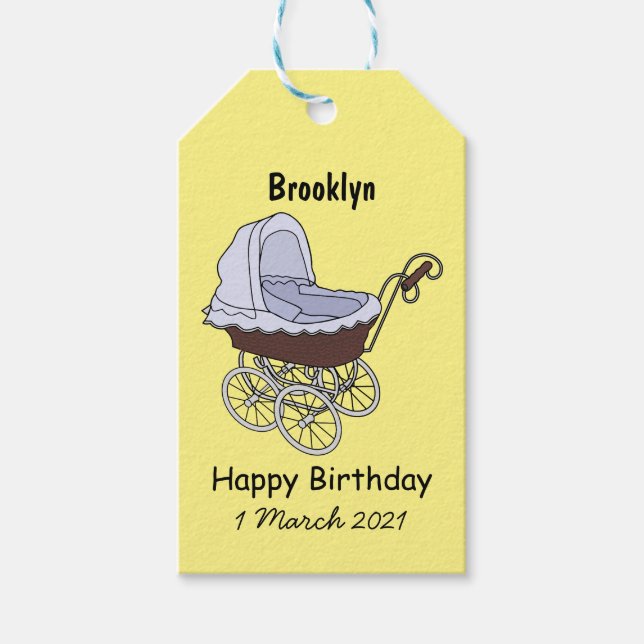 Etiqueta Para Presente Ilustração de desenho animado do stroller (Frente)