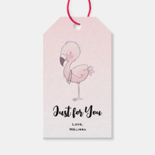 Etiqueta Para Presente Ilustração de Flamingo Cor-de-Rosa Bela Apenas par