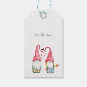 Etiqueta Para Presente Ilustração de Gnomo de Aquarelas de Feliz Natal
